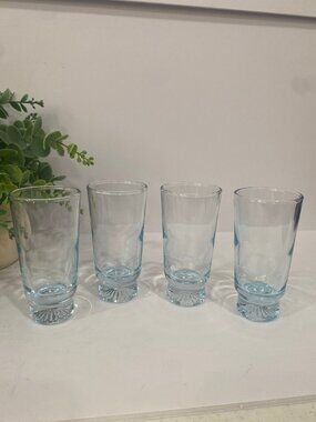 Vintage Antique Light Blue 4" Juice Glasses-Set of 4